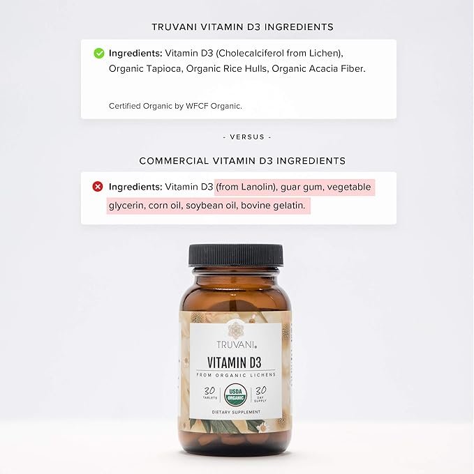 3 Truvani Vitamin D3 from Organic Lichen (30 Tablets)