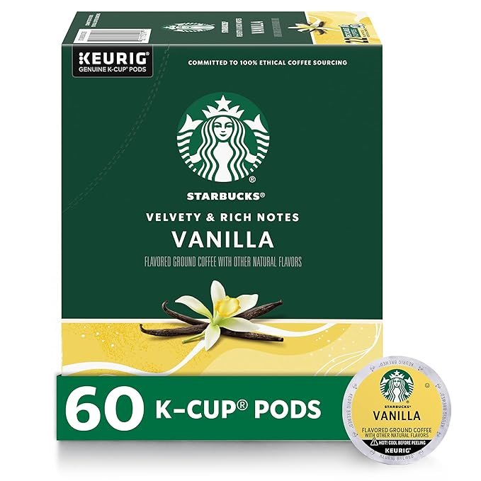 1 Starbucks K-Cup Vanilla Coffee Pods - Keurig Brew Compatible - 6 boxes (60 pods total)