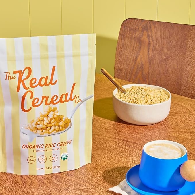 5 The Real Cereal Company, Organic Brown Rice Crisps Cereal 3-Pack, Zero Sugar, Gluten-free, Non-GMO, Made in California