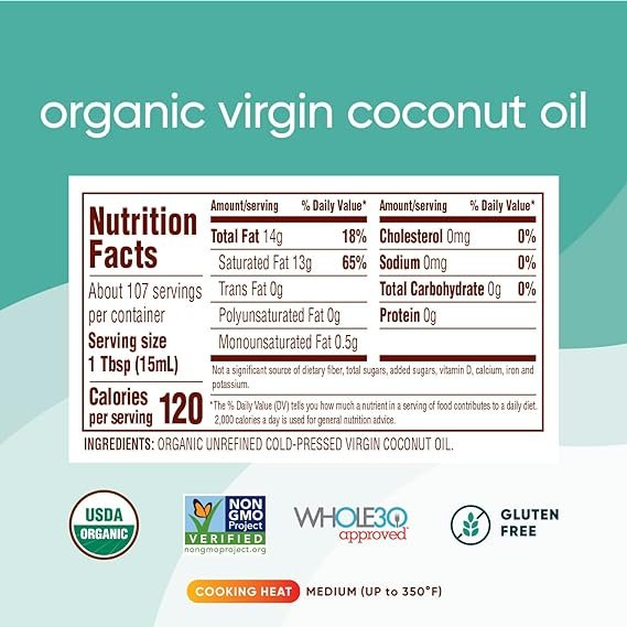 4 Nutiva Organic Coconut Oil 54 fl oz, Cold-Pressed, Fresh Flavor for Cooking Oil, Natural Hair Oil, Skin Oil, Massage Oil and, Non-GMO, USDA Organic, Unrefined Extra Virgin Coconut Oil (Aceite de Coco)