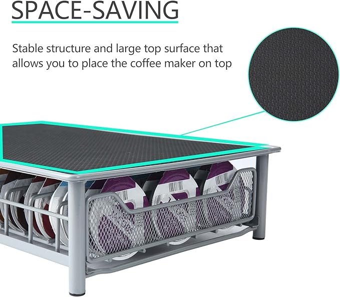 5 Tassimo Pods Storage Compartment for 60 Capsules, Organizational Unit for Office, Home or Kitchen, Black & Grey