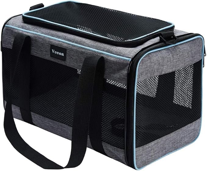 1 Vceoa 17.5x11x11 Inches Cat, Dog Carrier for Pets Up to 16 Lbs, Soft-Sided Cat Bag Animal Carriers Travel Puppy Carry As a Toy of Fabric Pet Home