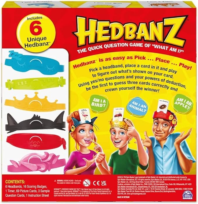 2 Hedbanz Picture Guessing Board Game - New Edition, suitable for ages 8 and above, in a variety of colors, from Spin Master Games.