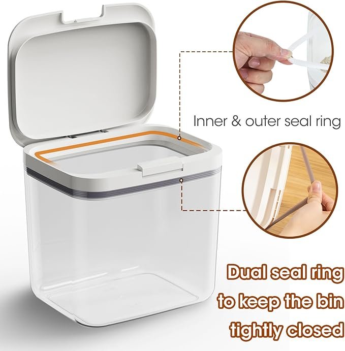 2 2 PCS Large Dog Treat Container Set with Automatic Flip-up Lids - 4.75 Qt+2.9 Qt Dog Food Storage Container Bins for Pet Treat Cat Food Bird Seed Rice Flour Sugar Storage