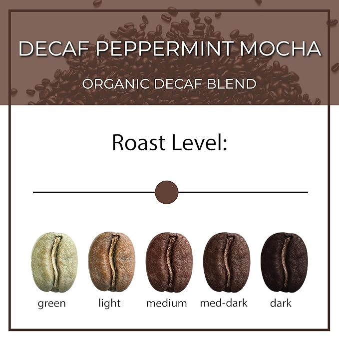 3 The Bean Organic Coffee Company Water Processed DECAF Peppermint Mocha, Medium Roast, Ground Coffee, 16-Ounce Bag, Café Molido Tostado Orgánico descafeinado