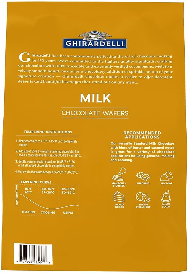 4 Ghirardelli Wafer Chocolates, 120 per lb, 5lb Bag with Ghirardelli Stamped Spoon.