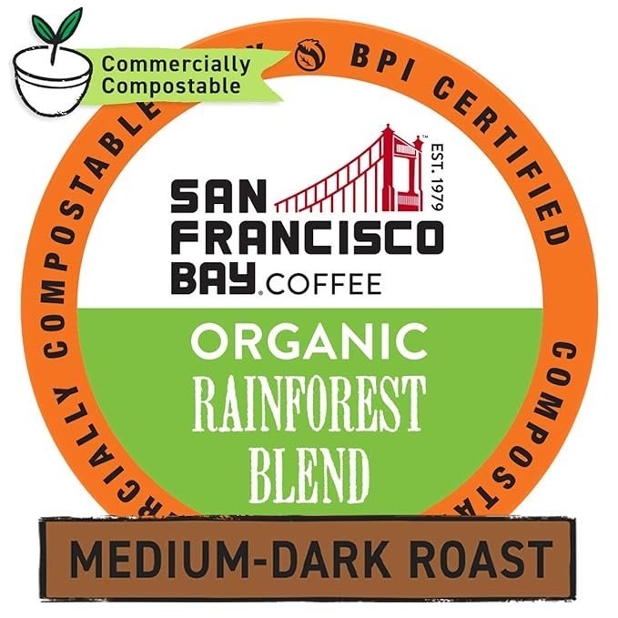 3 San Francisco Bay Compostable Coffee Pods - Organic Rainforest Blend (80 Ct) K Cup Compatible including Keurig 2.0, Medium Dark Roast