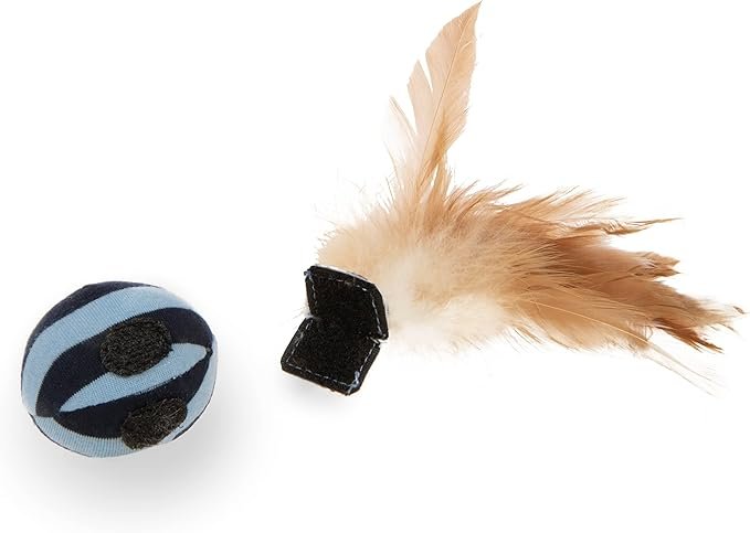 1 Petlinks (2 Count) Feather Flips Plush Ball Cat Toys - Blue, 2 Count