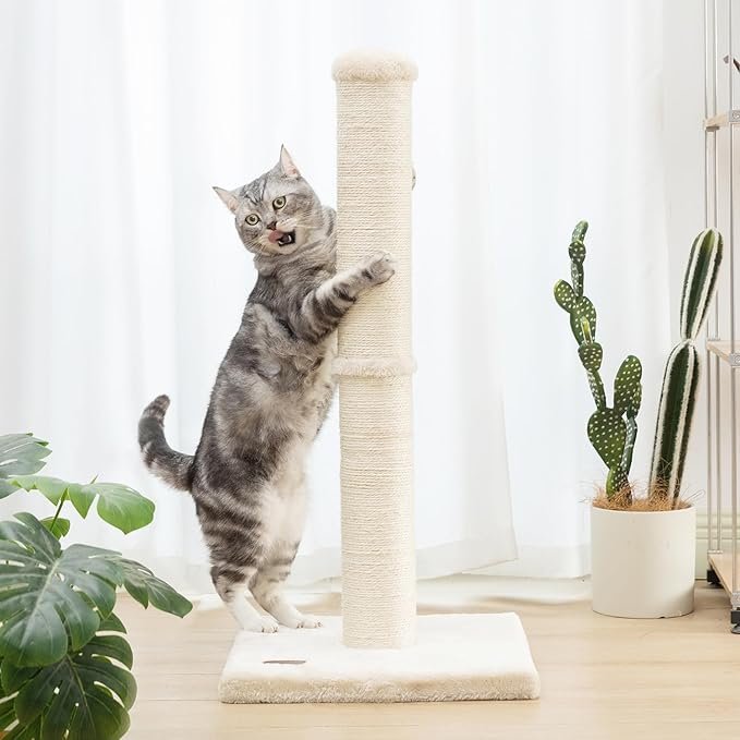 3 34inch Cat Scratching Post with Natural Sisal Rope 4.3Inch Large Diameter Scratcher Post Tree for Indoor Cats Beige