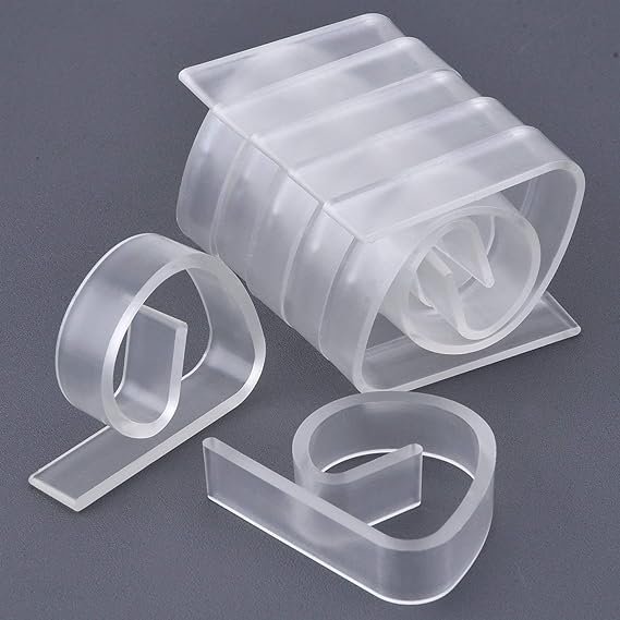 2 HSCC666 Tablecloth Fasteners - Pack of 24, Transparent Plastic Clips for Tablecloth, Suitable for Various Tables at Home, Kitchen, Restaurant or Picnic Areas