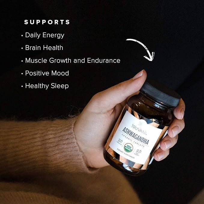 2 Truvani Organic Ashwagandha | Daily Energy, Positive Mood Support, Supports Brain Health | Supports Muscle Growth and Endurance | Healthy Sleep Support | Non-GMO | 30 Day Supply