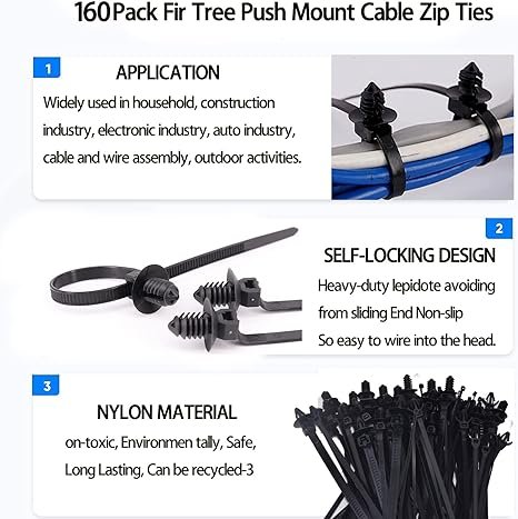 2 160-Piece Universal Nylon Cable Mounting Zip Ties: Self-Locking Straps for Indoor Wire Tying in Construction, Automotive, and More. Featuring 5 Commonly Used Sizes, with Heavy-Duty UV Resistance.