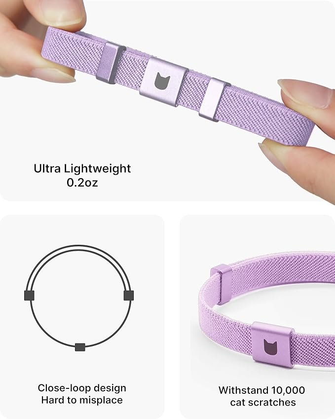 3 BuddyArmor Safety Cat Collar,Elastic,Light Weight Cat Accessories,Mindless of Wearing(Monet Purple)