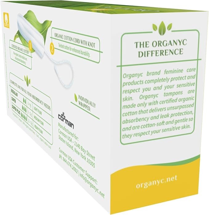 3 Organyc - 100% Certified Organic Cotton Tampons - No Applicator, Free from Chlorine, Perfumes, Rayon, and Chemicals - Normal, Regular, 16 Count (Pack of 1) (R00992)