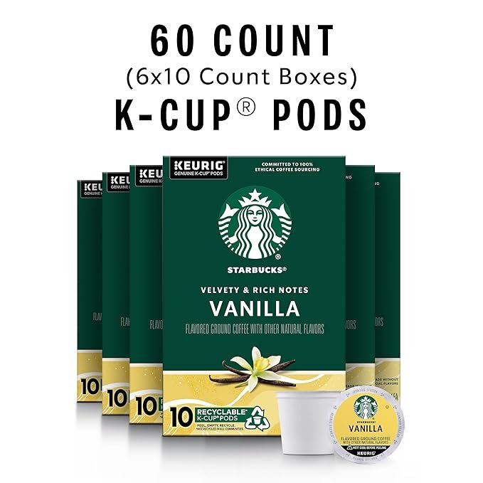 2 Starbucks K-Cup Vanilla Coffee Pods - Keurig Brew Compatible - 6 boxes (60 pods total)