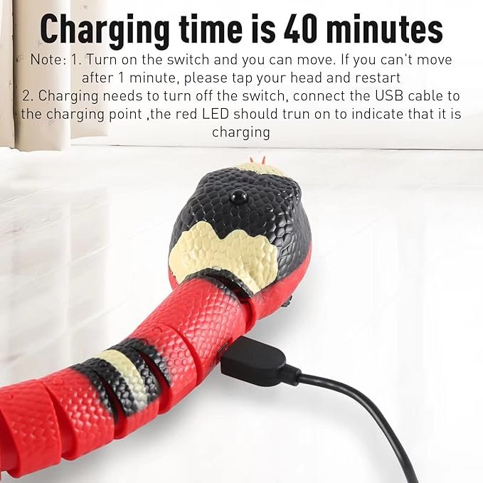 4 Cat Toys Snake Interactive,Kitten Toys,Realistic Smart Sensing Snake Toy,USB Rechargeable,Automatically Sense Obstacles and Escape,Electric Tricky Snake Cat Toys for Indoor Cats Dogs(Pink snake)