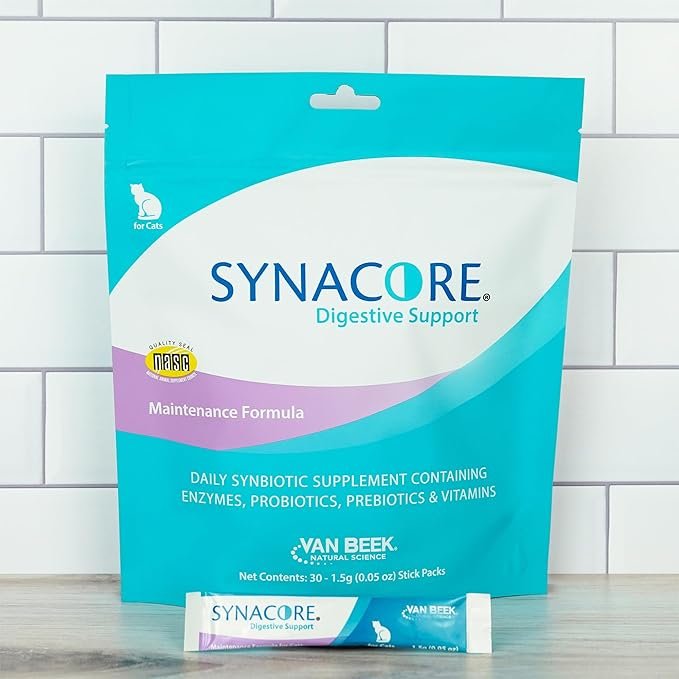 4 Van Beek Natural Science Synacore Feline - All Natural Formula to Provide Immune Support for Cats & Help Maintain Digestive Health - Probiotics and Vitamins for Cats - Pet Products - (30 Count)