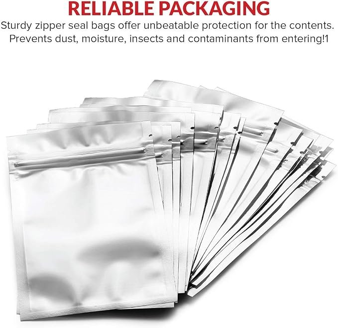 2 100 Resealable Heat Seal Bags for Food, Medications, and Vitamins | 4.5 x 6.5 | Mylar Pouches | Plastic and Aluminum Foil Packaging for Liquids and Solids