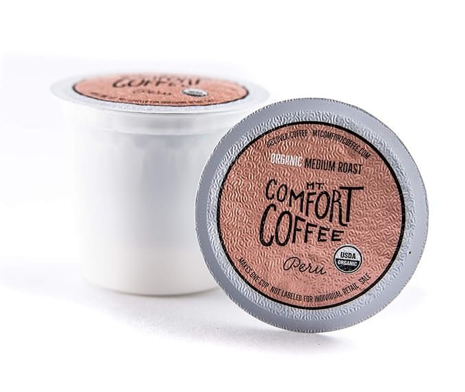 2 Mt. Comfort Coffee Organic Peru Medium Roast, 80 Count Coffee Pods - K-Cup Compatible Including 2.0 - Roasted Ground Coffee