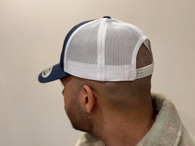 2 Bitcoin Trucker Hat Navy/White - Stylish Cap for Digital Currency Enthusiasts, Perfect Accessory for Bitcoin Investors, Medium-Large