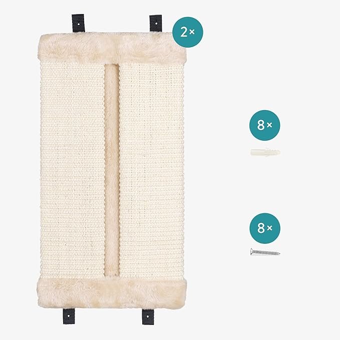 2 Navaris Corner Wall Cat Scratcher (Set of 2) - Wall Mounted Sisal Scratching Pad for Cats - Vertical Corner Mount Scratch Panel Protector for Walls