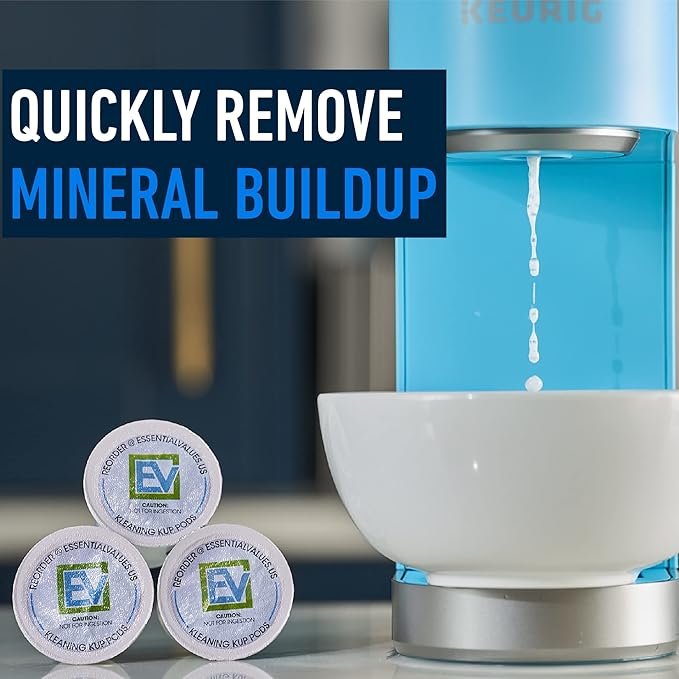 2 Essential Values Keurig Rinse Pods 10-Pack - K Cup Cleaning Solution - Compatible with K-Cup Machines Including 2.0 - Aftermarket Keurig Filter Pods