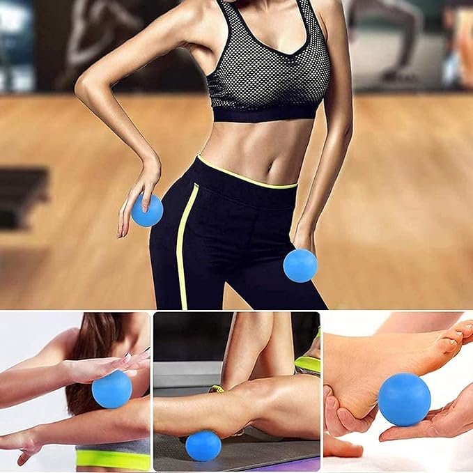 3 WOVTE Massage Lacrosse Ball for Myofascial Release, Foot, Back, Trigger Point Treatment Ball, Muscle Knot, Yoga Therapy (Blue)