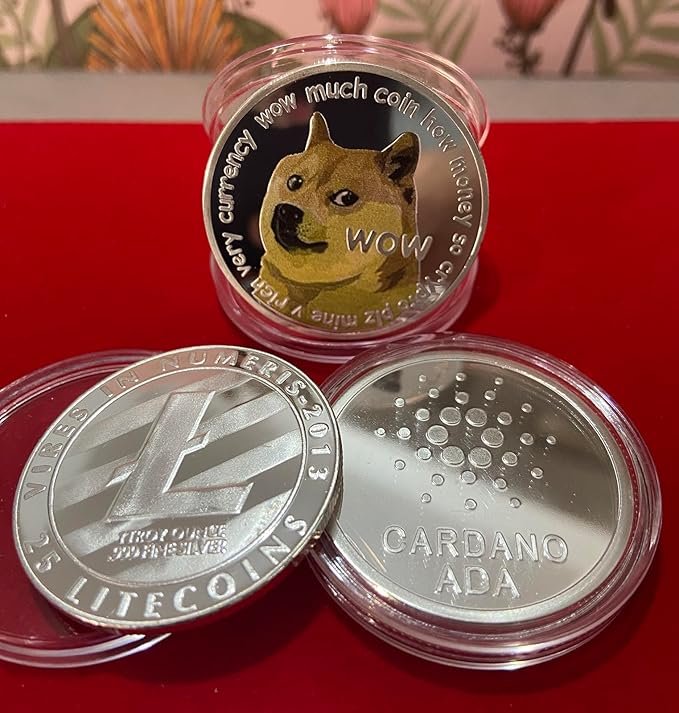 3 Gold Plated Physical Bitcoin Coin (BTC) - Ethereum (ETH) Shiba Inu (SHIB) Binance(BNB) Polkadot (DOT) Dogecoin (Doge) Commemorative Coin - Blockchain Crypto Coin Set Display