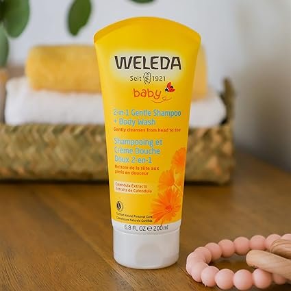 1 Weleda Baby Calendula 2-in-1 Gentle Shampoo and Body Wash, 6.8 Fluid Ounce, Plant Rich Cleanser with Calendula and Sweet Almond Oil