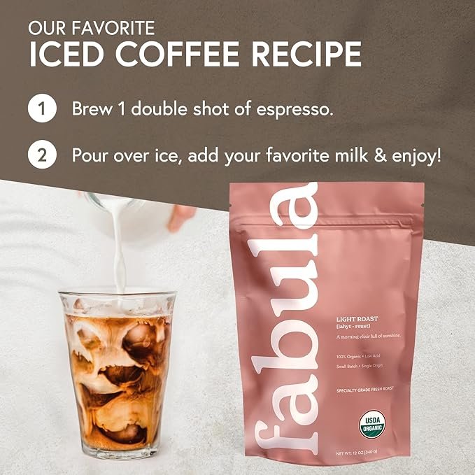 5 Fabula Coffee Light Roast Whole Beans - Organic - Low Acid - Single Origin - Non-GMO - Mold Free - 12 Ounces