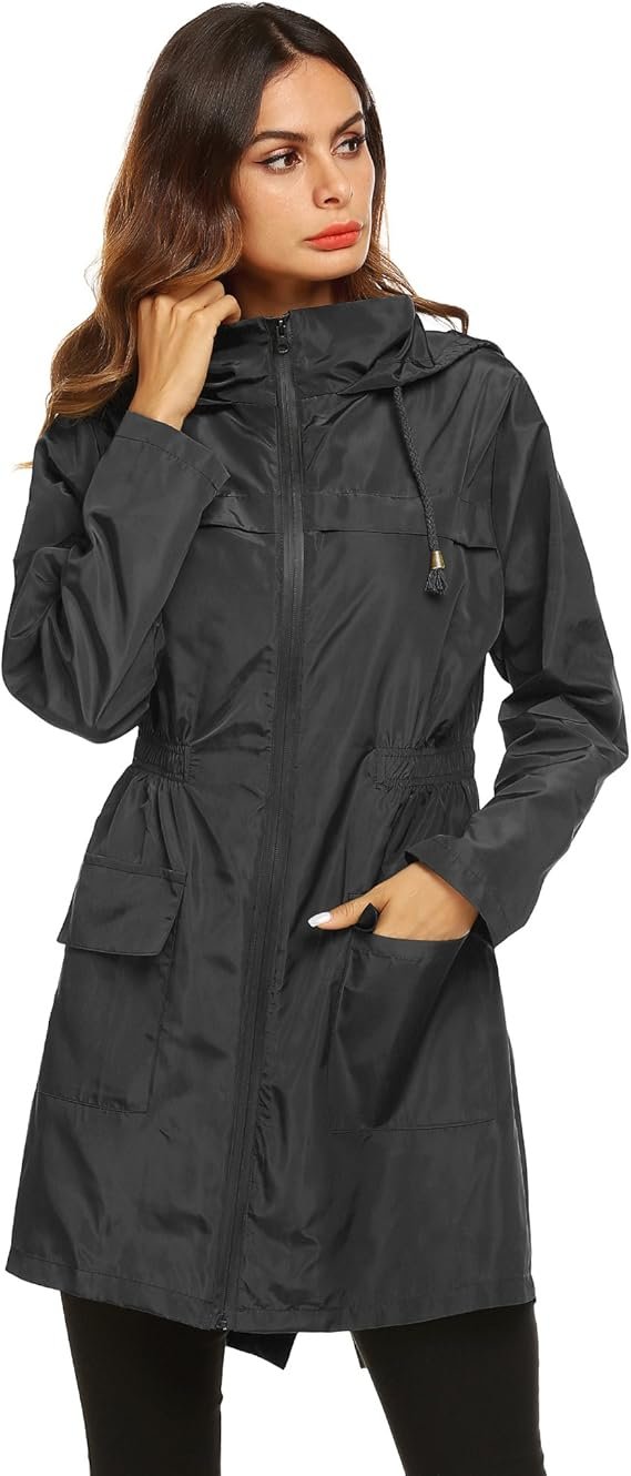 1 Lomon Women Waterproof Lightweight Rain Jacket Active Outdoor Hooded Raincoat