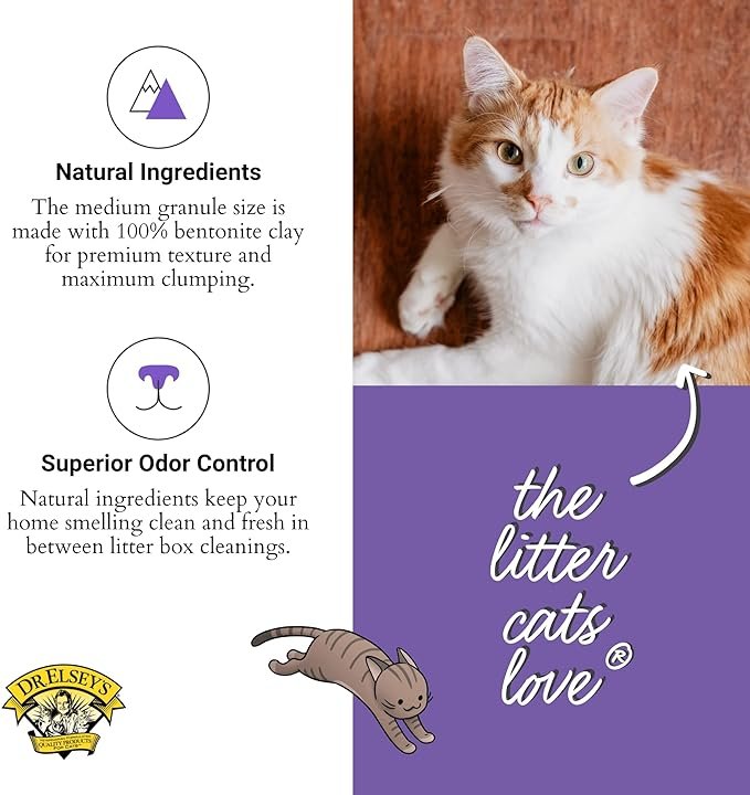 2 Dr. Elsey's Premium Clumping Cat Litter - Clean Tracks - Low Dust, Low Tracking, Hard Clumping, Superior Odor Control, Unscented & Natural Ingredients 40 LBS