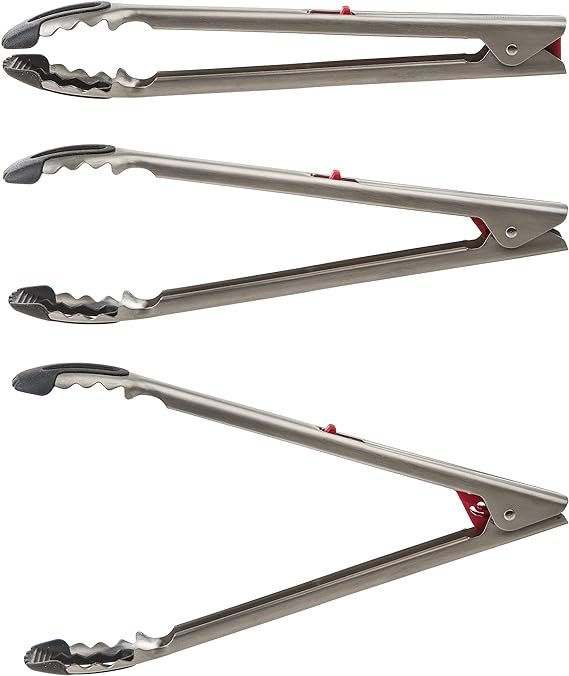 1 Prep Solutions 12 Inch Stainless Steel, One-Handed Locking Tongs