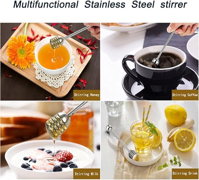 5 Syrup and Honey Dipper Spoon Stainless Steel Wand for Honey Pot and Jar Containers - 6.3