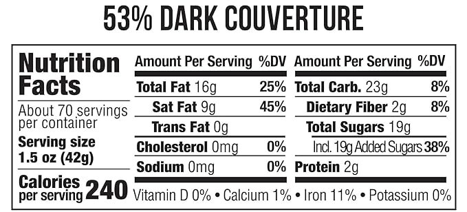 1 Taza Chocolate Organic Bulk Couverture Chocolate 53%, 3 kg bag (1 count), Vegan