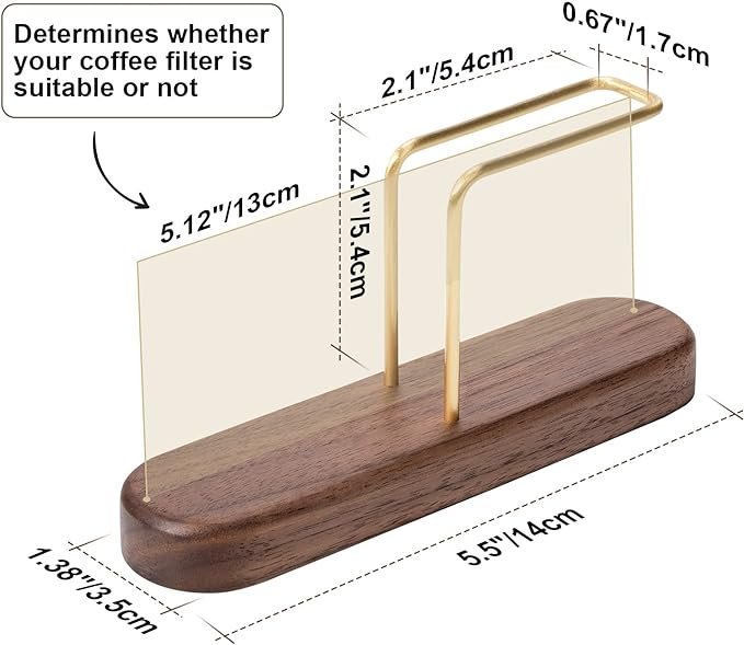4 Walnut and Brass Coffee Filter Storage Container for V60 Cone Paper Coffee Filters Size 01 and 02