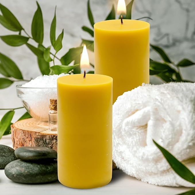 3 100% Pure Beeswax Candle - Large Pillar Candle - 80 Hour Burn Time - 3x6 Inch - Alternative Imagination