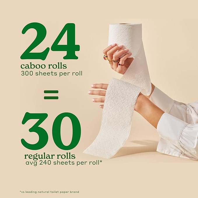 1 Bamboo Eco Bath Tissue: Septic Safe, Biodegradable (300 Sheets Per Roll, 24 Double Rolls)
