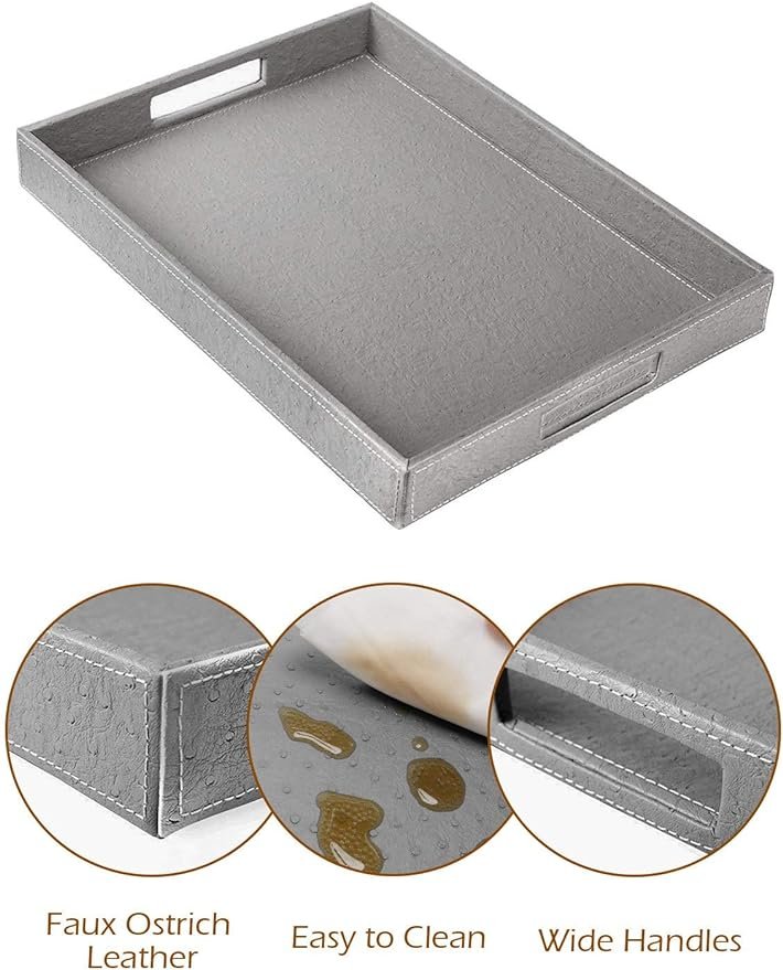 3 Ranslen Rectangular Leather Ottoman Tray