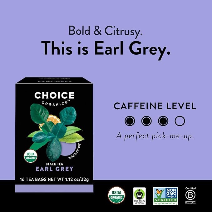 1 Choice Organics - Organic Black Tea Variety Pack Sampler (3 Pack) - Includes English Breakfast, Earl Grey, and Cocoa Mint Puerh Teas - Fair Trade - Compostable - 48 Organic Black Tea Bags