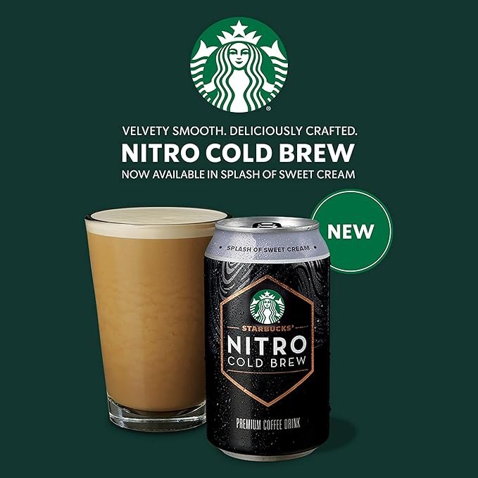 3 Starbucks - RTD Coffee Nitro Cold Brew, Splash of Sweet Cream, 9.6oz 8pk, Brown