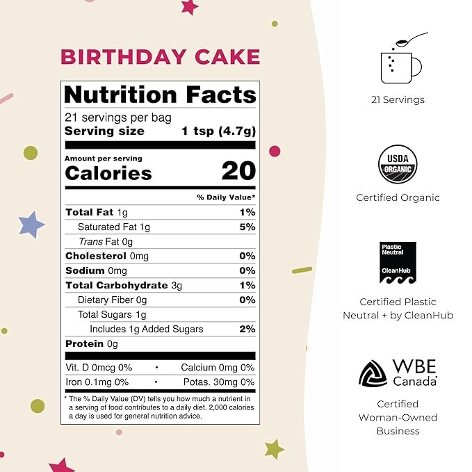 1 Blume Birthday Cake Latte Powder |Vegan & Gluten Free with Maca, Beetroot, Cinnamon & Coconut Milk | Add to Iced Coffee, Smoothies, or Baked Goods - 21 Servings (100 g)
