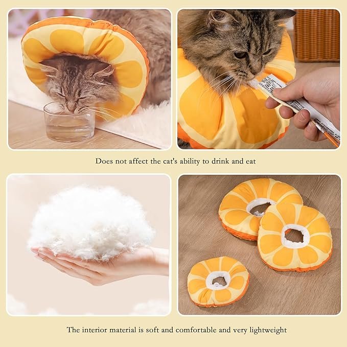 3 Cat Recovery Soft Collar.Waterproof Soft Recovery Cone Collar. Anti-bite and Anti-Lick Wound Healing Safe Adjustable Elizabethan Collar.(S)
