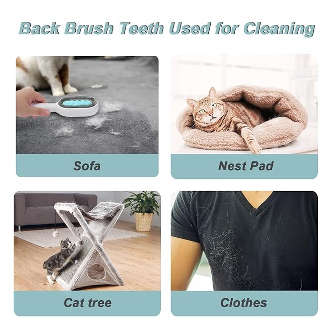 2 Water Brush for Cats Dogs, 4 in 1 Pet Grooming Brush, Cat Bath Brush, 2 in 1 Cleaning Brush Cat, Wet Cat Comb, Pet Hair Removal Comb with Water Tank, Sticky Brush 2.0 for Cats (Towels Not Included)