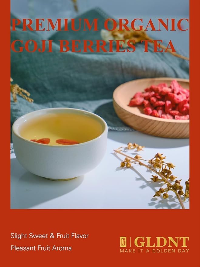 1 GLDNT Organic Goji Berries, Premium Dried Gogi Berry, Large Size, Slight Sweet & Fruit Flavor, Gluten Free, Caffeine Free, Natural Superfood, 8.8oz
