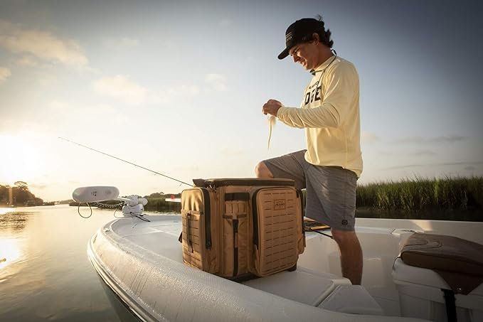 3 Guide Series Tackle Bag | High-Quality Tackle Storage with Stable Base and Convenient compartments, Khaki with Neutral Trim