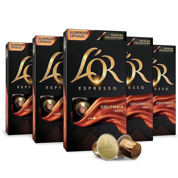 2 L'OR Espresso Capsules, 50 Units Colombia, Single-Portion Aluminum Coffee Capsules Compatible with the L'OR BARISTA System & Nespresso Original Machines