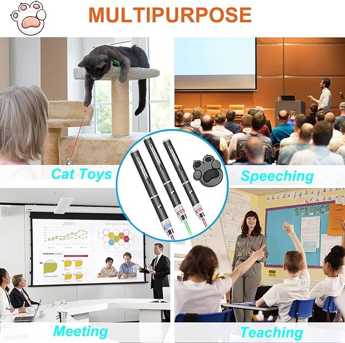 3 3 Pack Cat Laser Pointer for Cats Dogs, Laser Pointer Cat Toy for Indoor Chaser Cats Dog Pet Laser Cat Toy Laser Pointer Pen Cat Laser Light Pointer, aaa Battery Powered (Not included in the package)