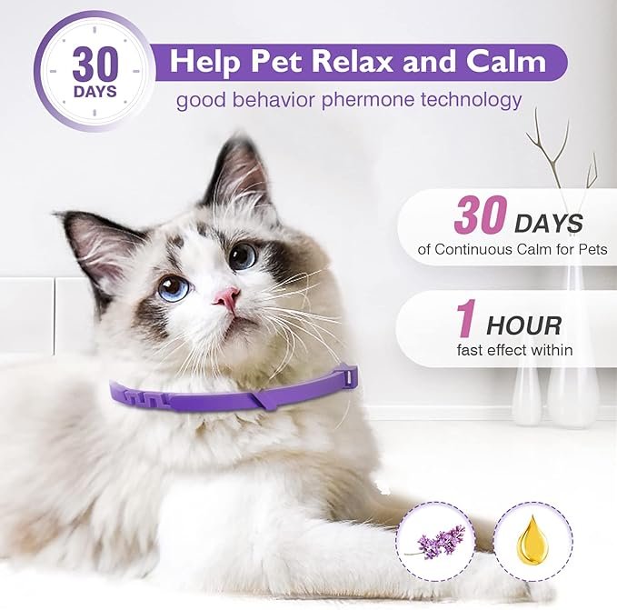 2 3 Pack Calming Collar Efficient Relieve Reduce Anxiety Stress Pheromones Calm Relaxing Comfortable Breakaway Collars Adjustable for Small, Medium Large Cat, Kittens