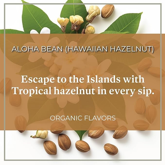 2 The Bean Organic Coffee Company Aloha Bean (Hawaiian Hazelnut), Medium Roast, Whole Bean Coffee, 16-Ounce Bags (Pack of 2)
